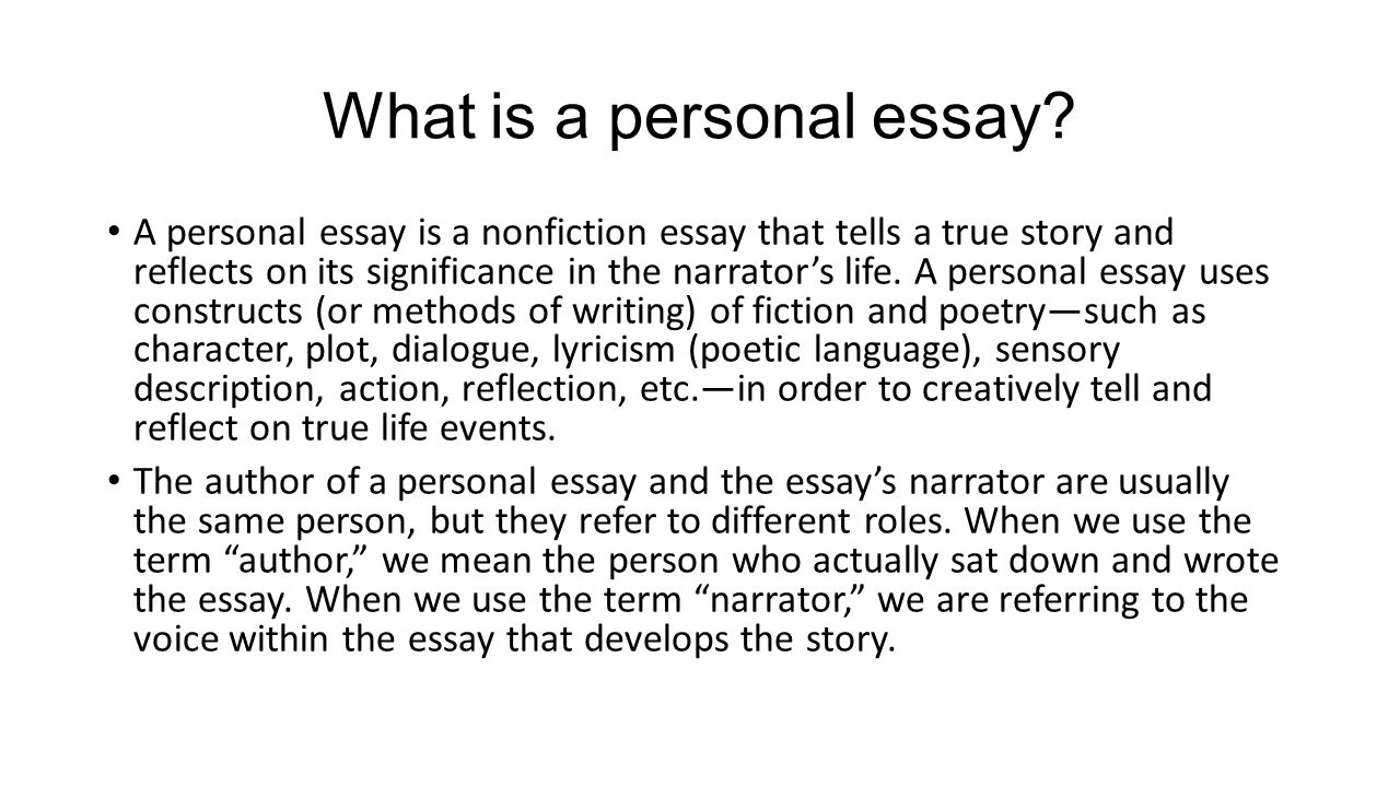 What is the point of a personal essay